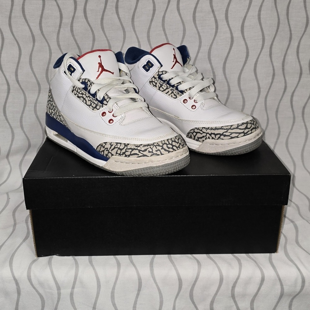 Air Jordan Retro 3 Kid’s White Navy Red Athletic Sneakers